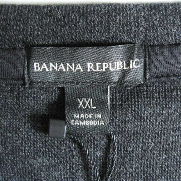 NWT* Banana Republic Men’s Waffle Crew pullover Sweatshirt L Charcoal (0607) - Picture 13 of 15